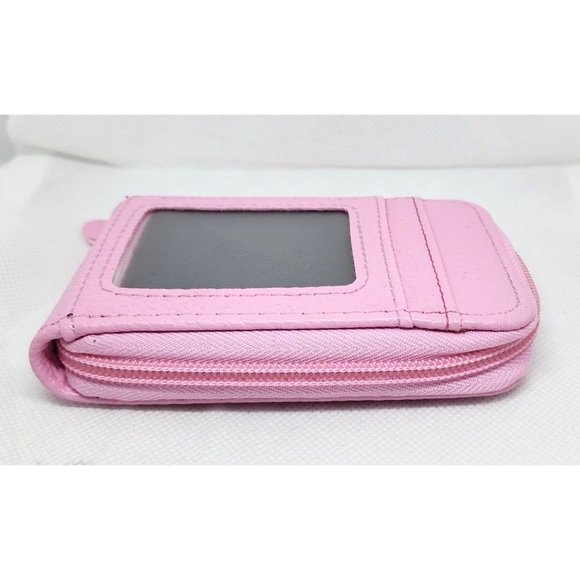 Pink Leather Mini Credit Card Case Card Slot Card Holder Wallet with ID Window - Picture 10 of 16